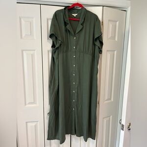 Terra & Sky Olive Button-Up Maxi Dress